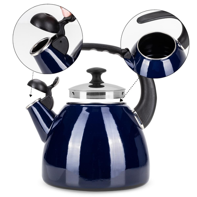 Чайник із свистком Kamille KM-1040D із емальованої сталі 2,5 л Синій (150-84-1040D) - фото 5