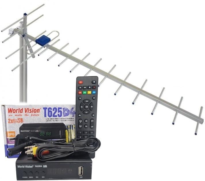 Тюнер World Vision T625D4/антенна наружная Дальнобой 1,5 75+км