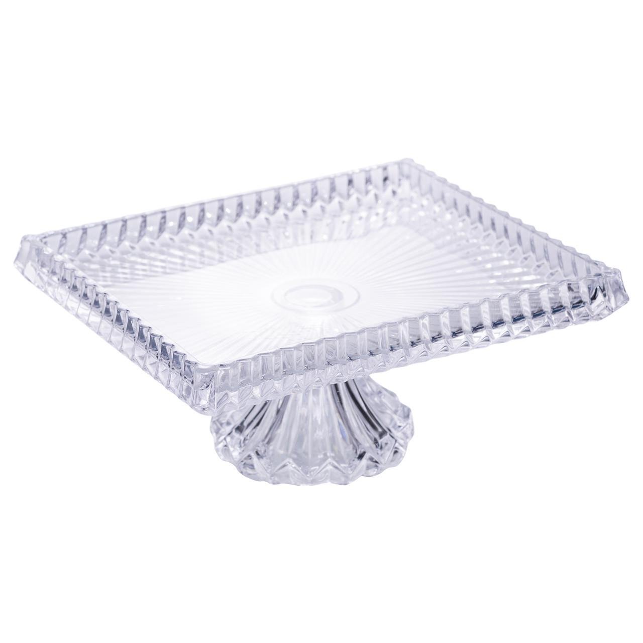 Тортовщица прямоугольная на ножке стеклянная 30х25х13 см (HP-19-147) - фото 1 Тортовщица прямоугольная на ножке стеклянная 30х25х13 см (HP-19-147) - фото 1