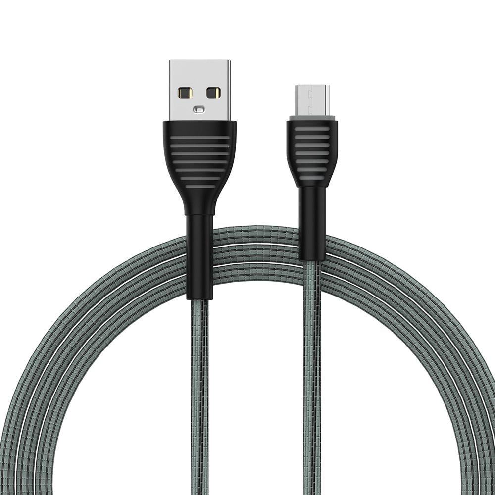 Кабель ColorWay USB - MicroUSB braided cloth 3 А 1 м Grey (CW-CBUM041-GR)