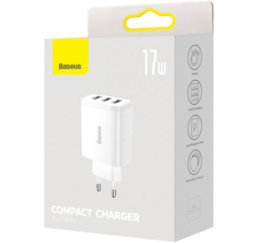 Зарядное устройство для Baseus Compact Charger 3U 17 W White (CCXJ020102) - фото 6