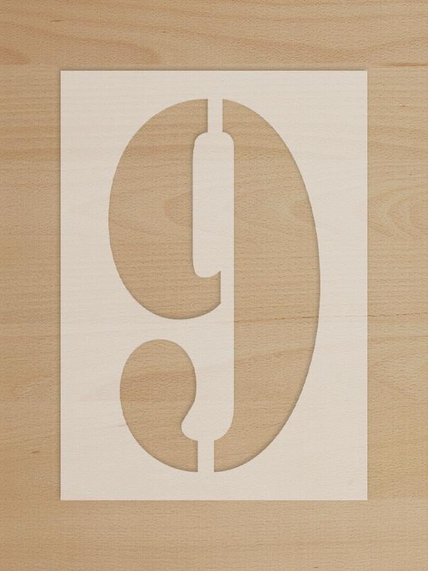 Трафарет многоразовый "9" Цифра 1 мм пластик 250х350 мм