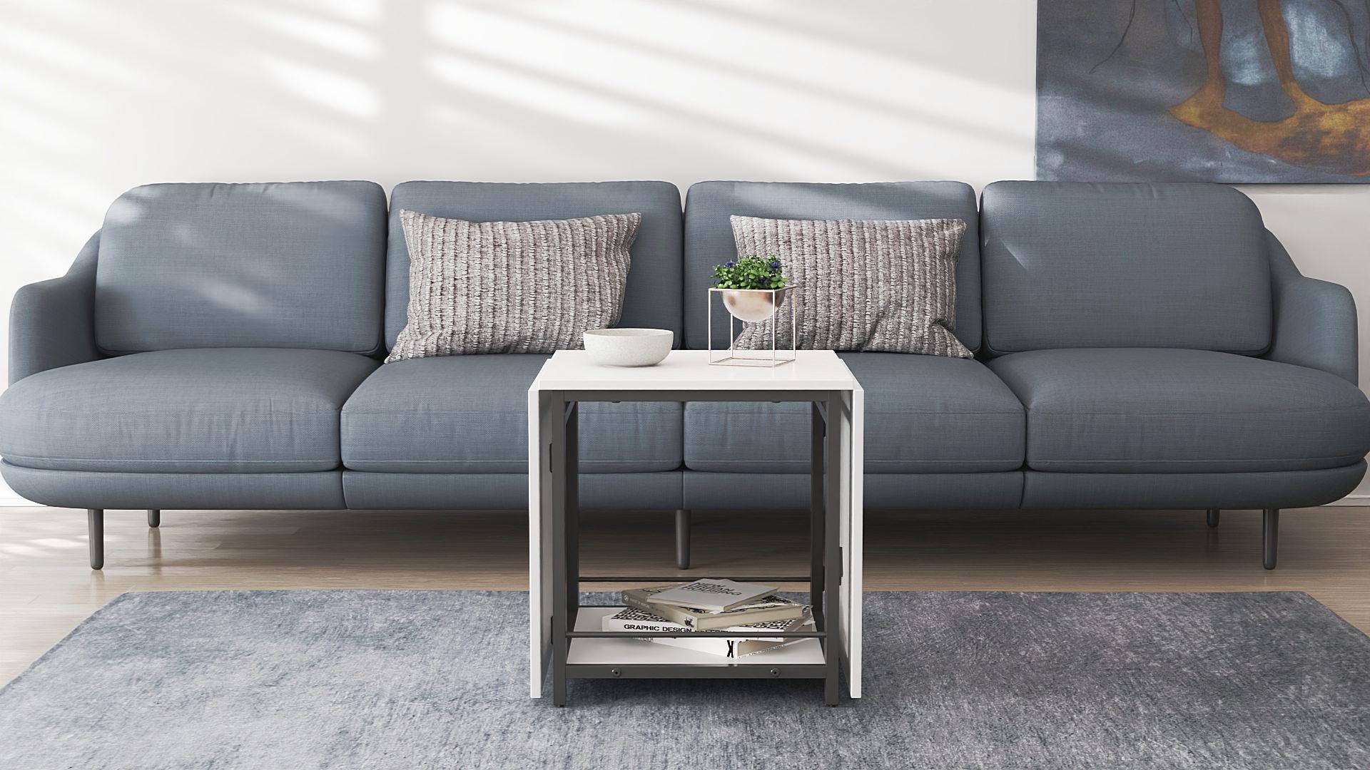 Стол журнальный трансформер Ferrum-decor Куб Комбо металл/ДСП 16 мм 650x540x532x500 мм Черный/Белый (FRD-105150) - фото 12