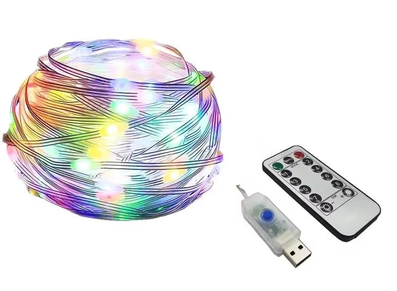 Гирлянды светодиодные уличные SunLamp RGB USB с пультом управления 10 м 100LED (2368601582)