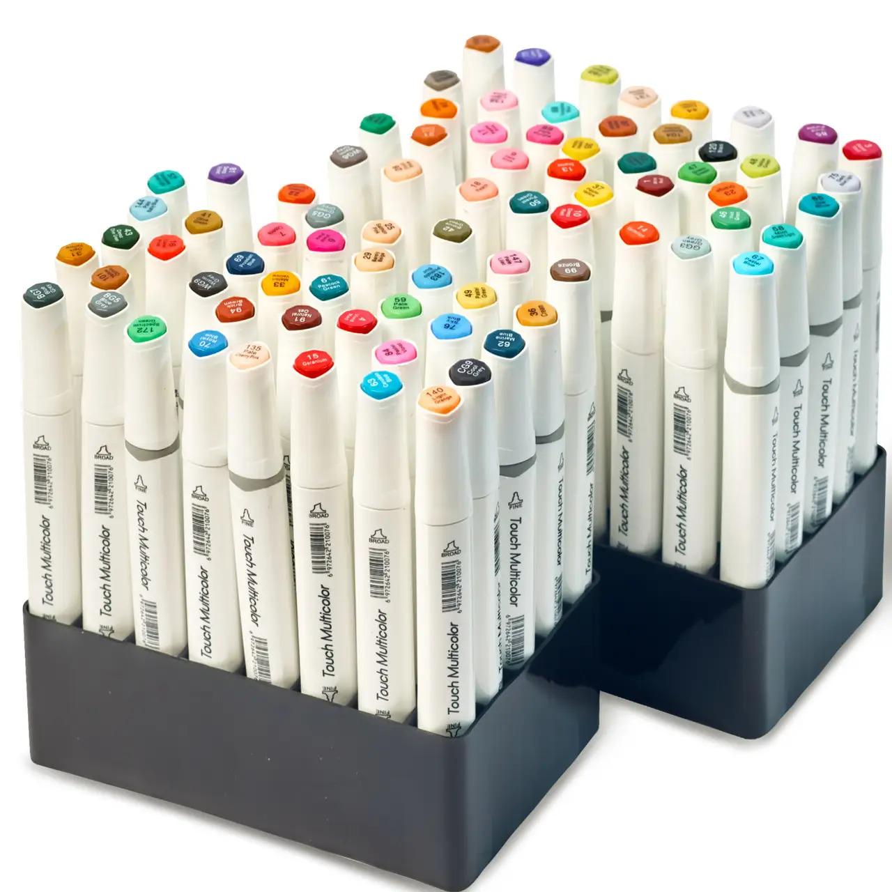 Набор для скетчей 2в1 Маркеры двухсторонние Touch Multicolor 80 шт. и Подставка под маркеры Бежевый - фото 6