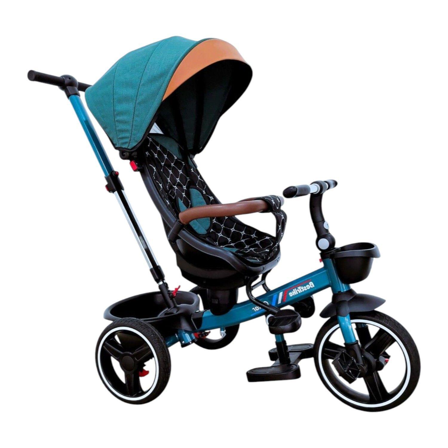 Велосипед детский трехколесный Best Trike Oscar 6390 PU складной руль с родительской ручкой Бирюзовый (14-154)