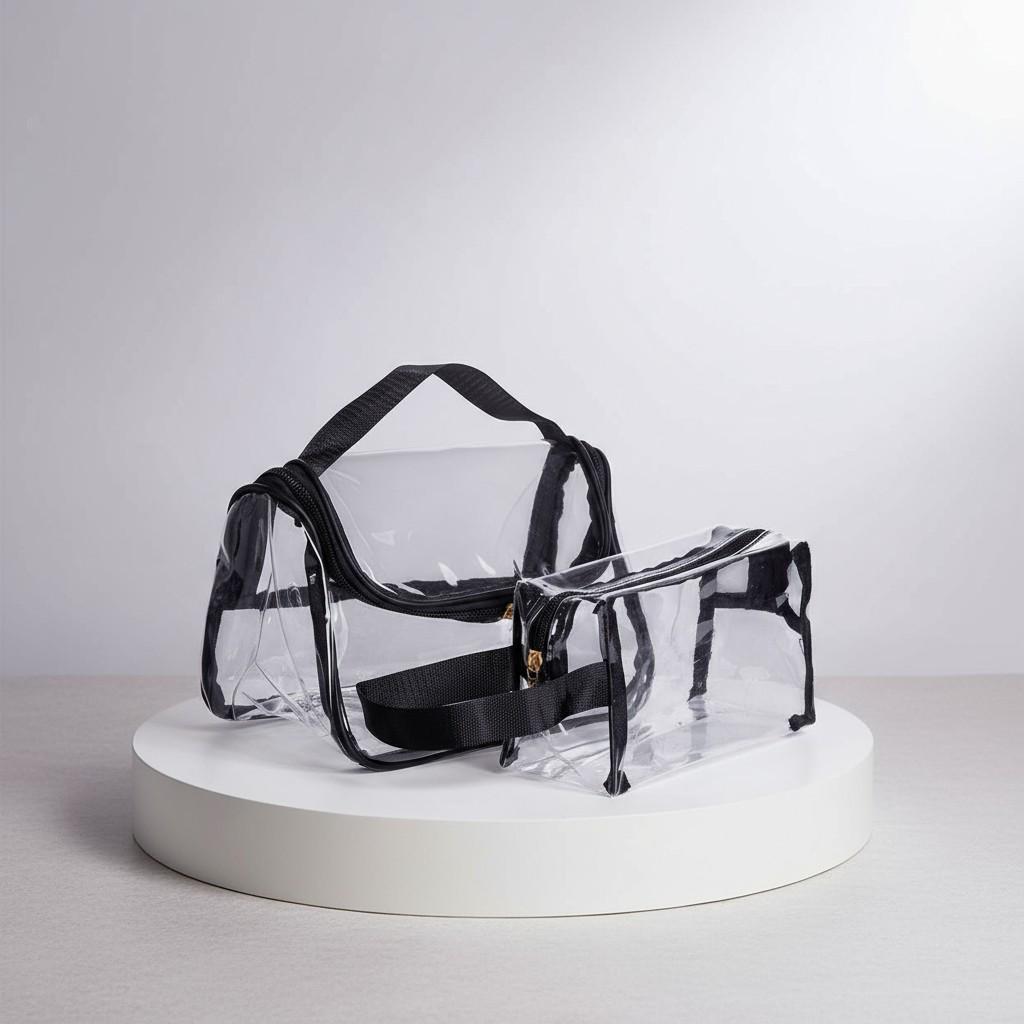 Набор косметичек дорожных прозрачных унисекс 2 шт. Черный (HP-16-6K)