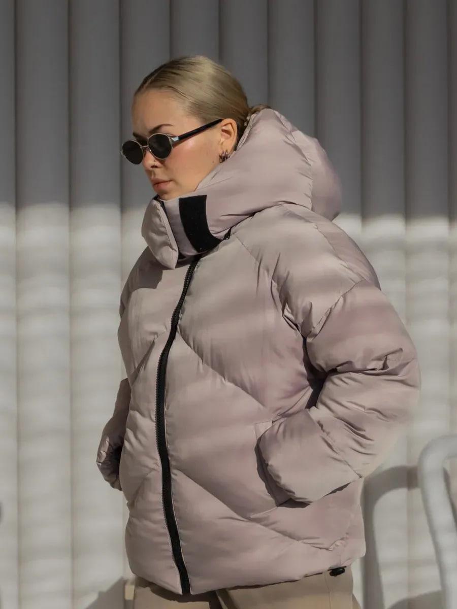 Пуховик жіночий Quadro зимовий до -15°С з капюшоном оверсайз L/XL Світло-сірий (26531/4/2) - фото 1