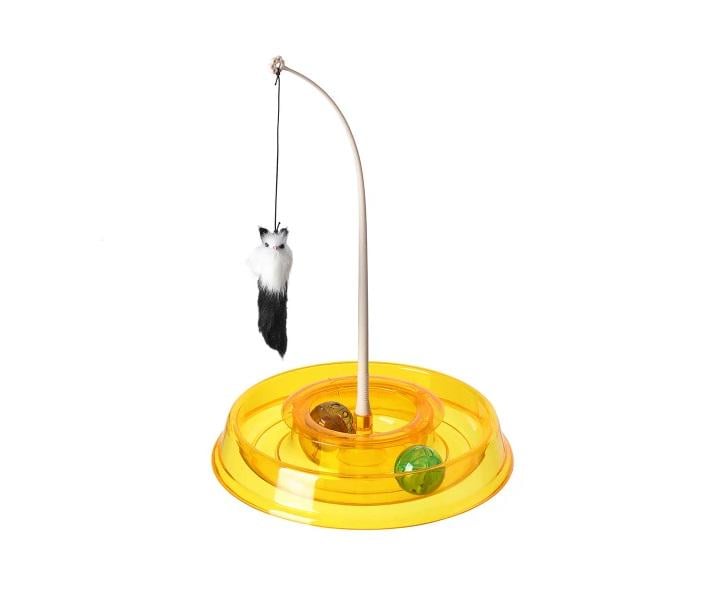 Іграшка для кота AnimAll CrazZzy Р-1108-2 трек з м'ячем та мишкою Жовтий (2000981196196)