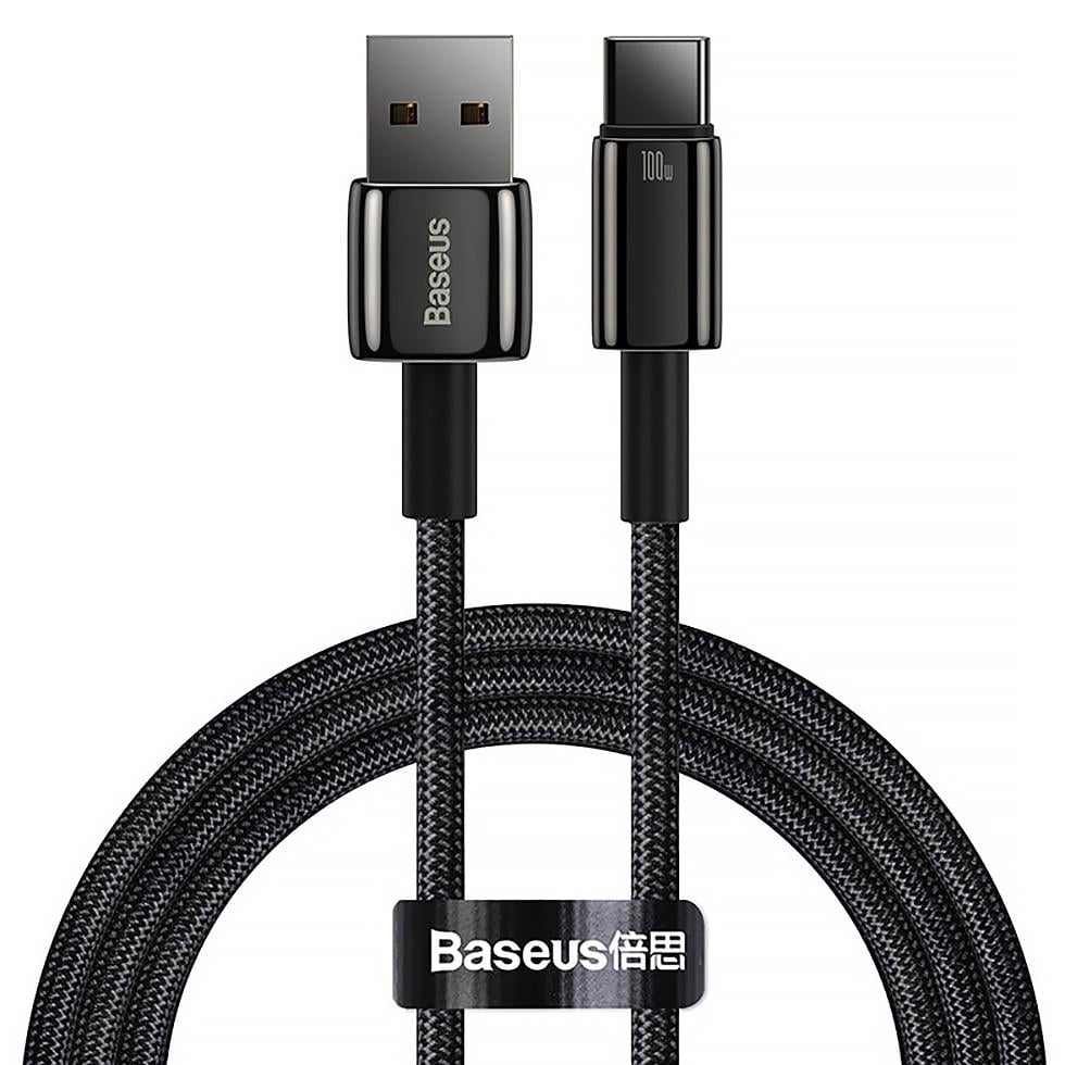 Кабель USB Type-C BASEUS Tungsten Gold Fast Charging 6A 100W 1 м Black (CAWJ000001)