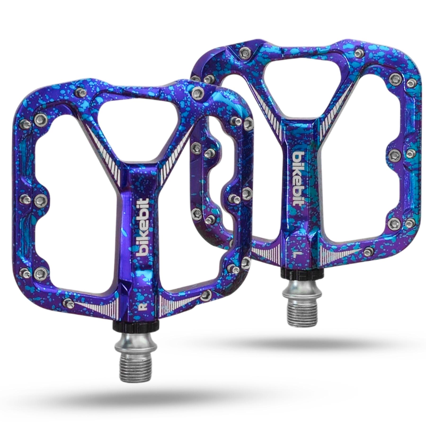 Педали велосипедные BIKEBIT JT88 3 пром-подшипника/Cartridge Axle/алюминиевые Пурпурно-Голубой (BB-JT88-5421)
