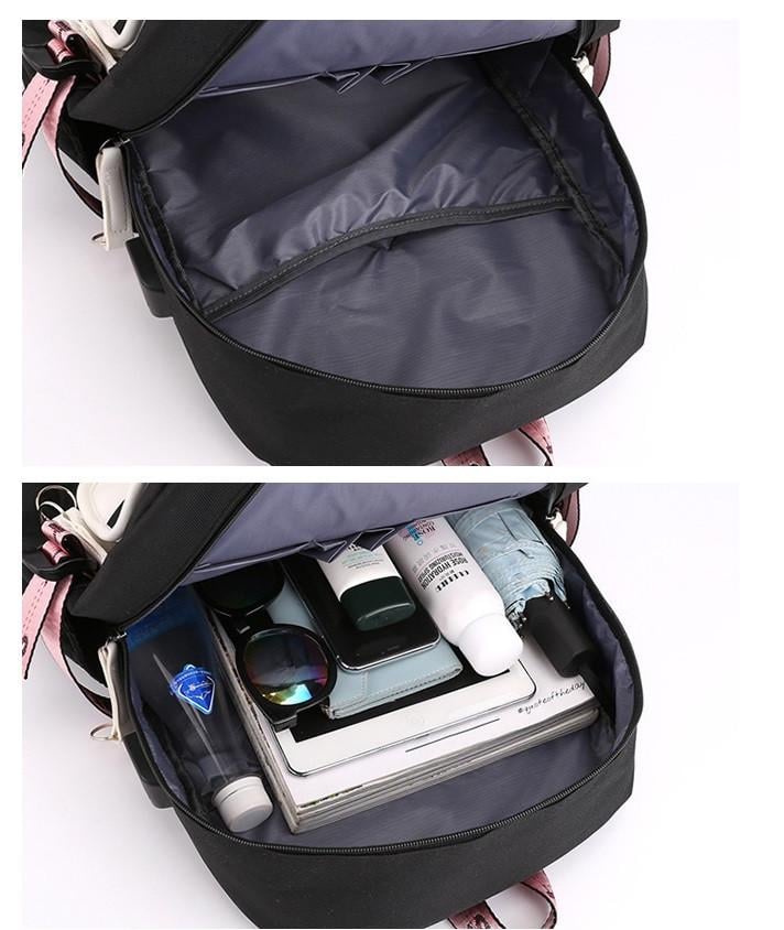 Шкільний підлітковий рюкзак з USB і хутряним помпоном для дівчинки Kitty (1913459260) - фото 5 Шкільний підлітковий рюкзак з USB і хутряним помпоном для дівчинки Kitty (1913459260) - фото 5