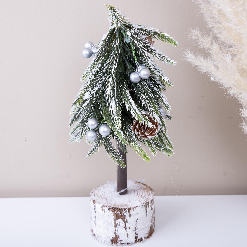 Декоративная елка на штамбе с ягодами 23 см (6008-3)