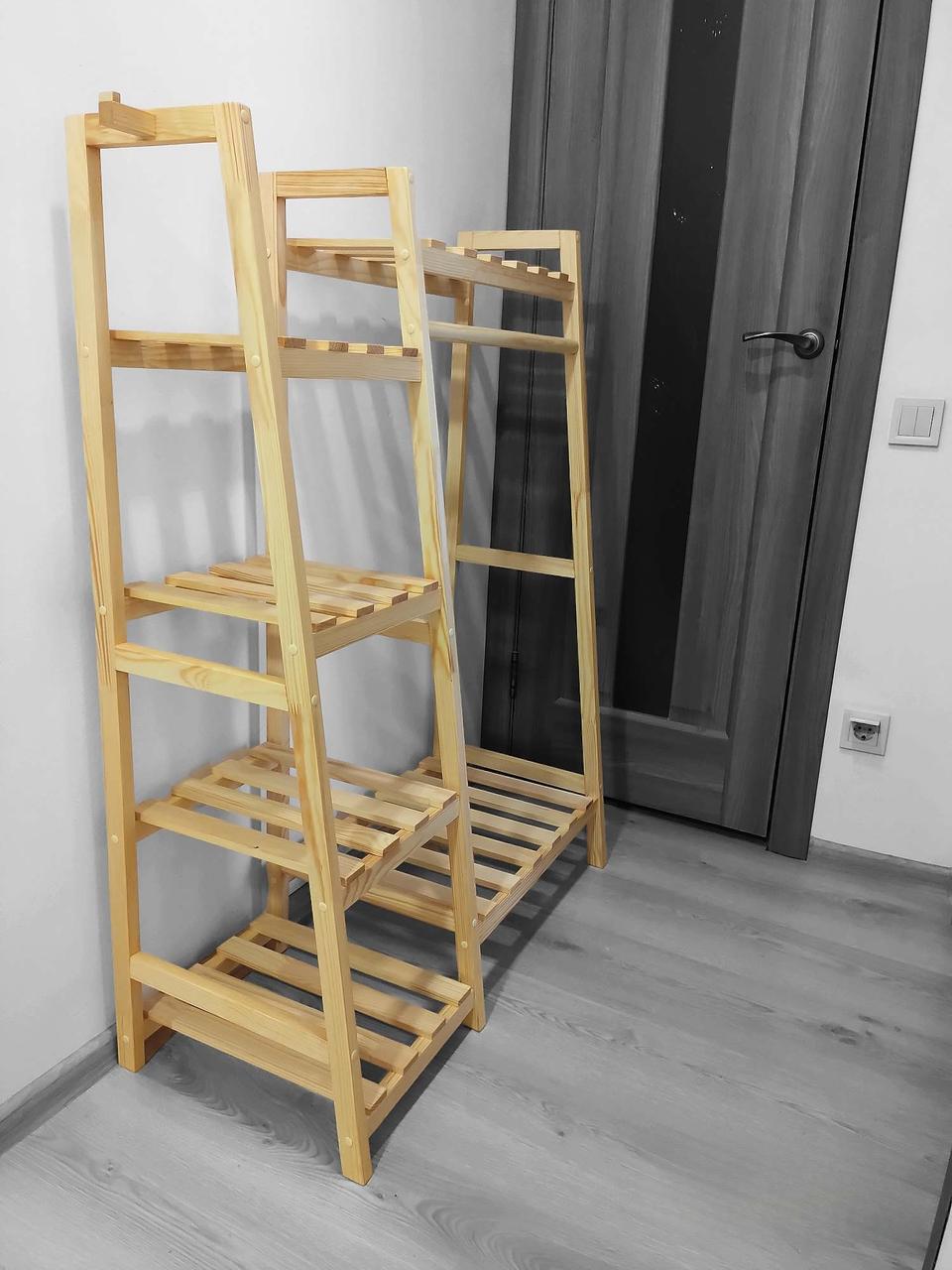 Вешалка-стойкая для одежды напольная деревянная с полками (2603011347) - фото 3 Вешалка-стойкая для одежды напольная деревянная с полками (2603011347) - фото 3