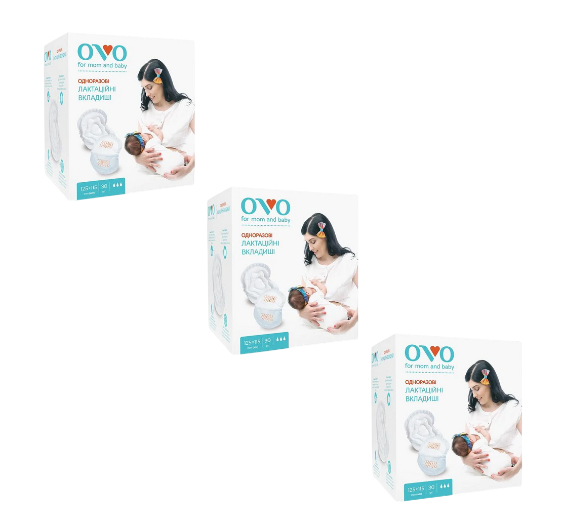 Лактаційні вкладиші OVO набір 3 упаковки по 30 шт.
