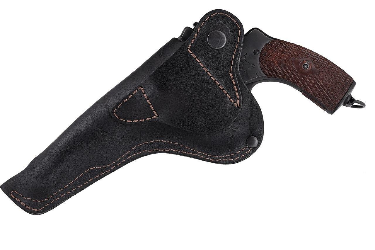 Кобура для Наган поясная не формованная кожаная со скобой Черный (13202) - фото 4 Кобура для Наган поясная не формованная кожаная со скобой Черный (13202) - фото 4
