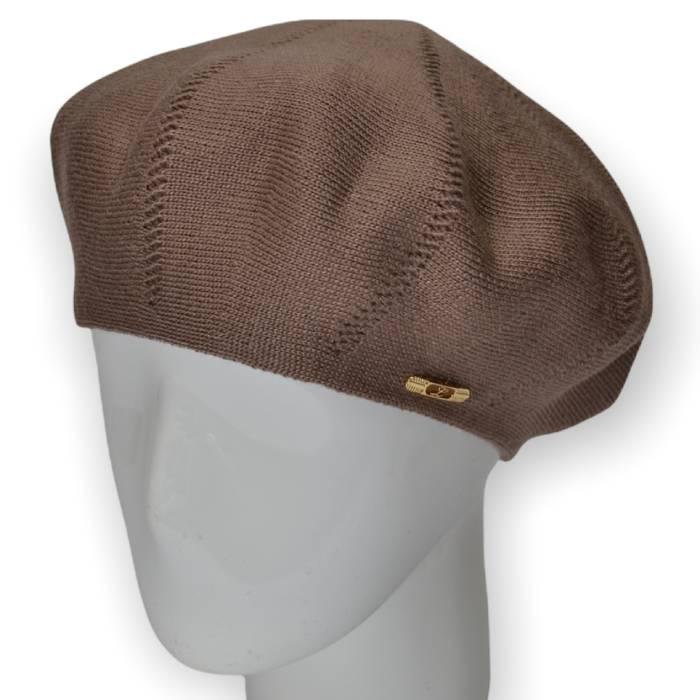Берет женский Lirus Алиса из шерсти двойной тонкой вязки Темно-пудровый