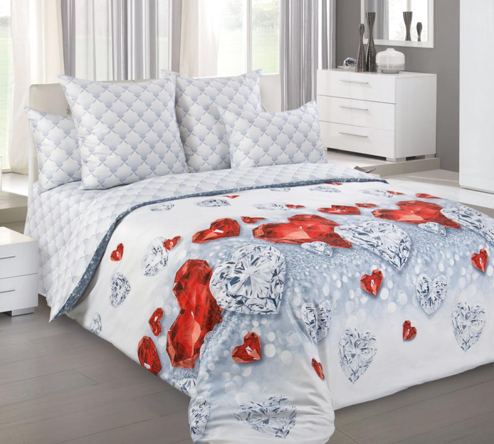 Комплект постельного белья Комфорт текстиль Перкаль Драгоценность с простынью на резинке 145x215 см 2x70x70 см (КТ_pvu_2642_38_70x70)