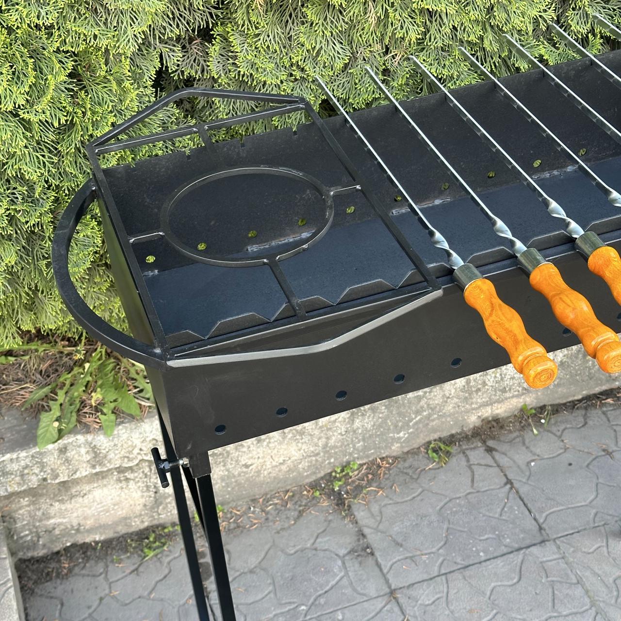 Мангал Metalzavod Гектор на 12 шампуров 3 мм на ножках 99х35х94,5 см (MN12-3) - фото 4