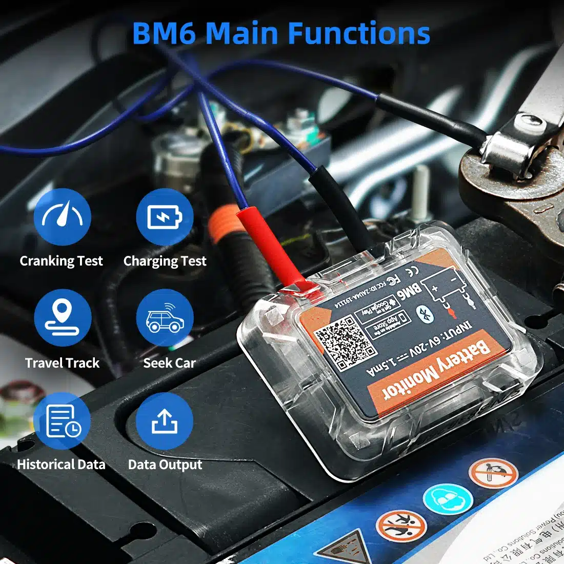Монитор состояния автомобильного аккумулятора BM6 Bluetooth с мобильным приложением (TESTER-BM6-12V) - фото 2