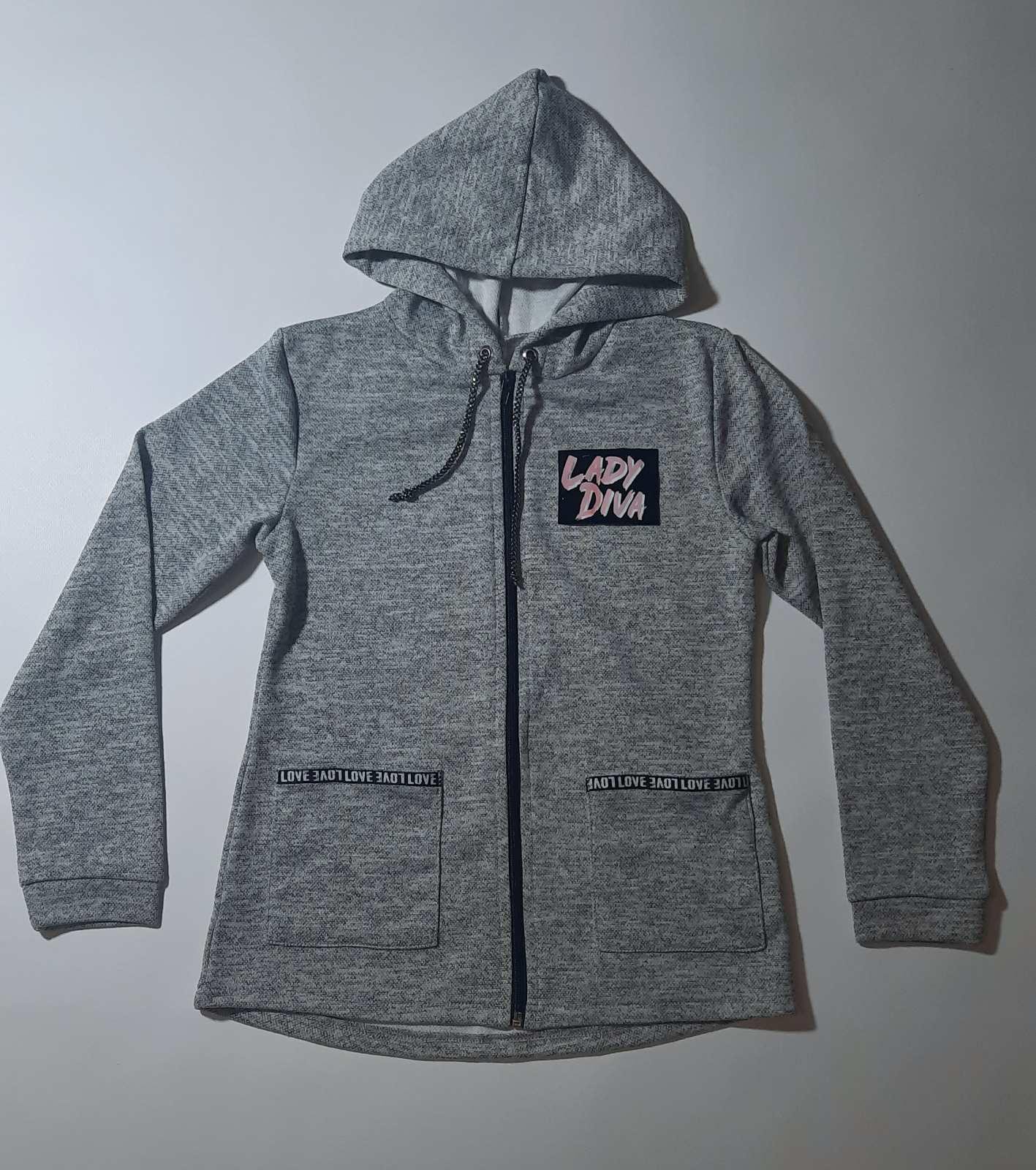 Кофта для дівчинки на змійці Lady Diva весна/осінь 146 см Сірий (24345799)