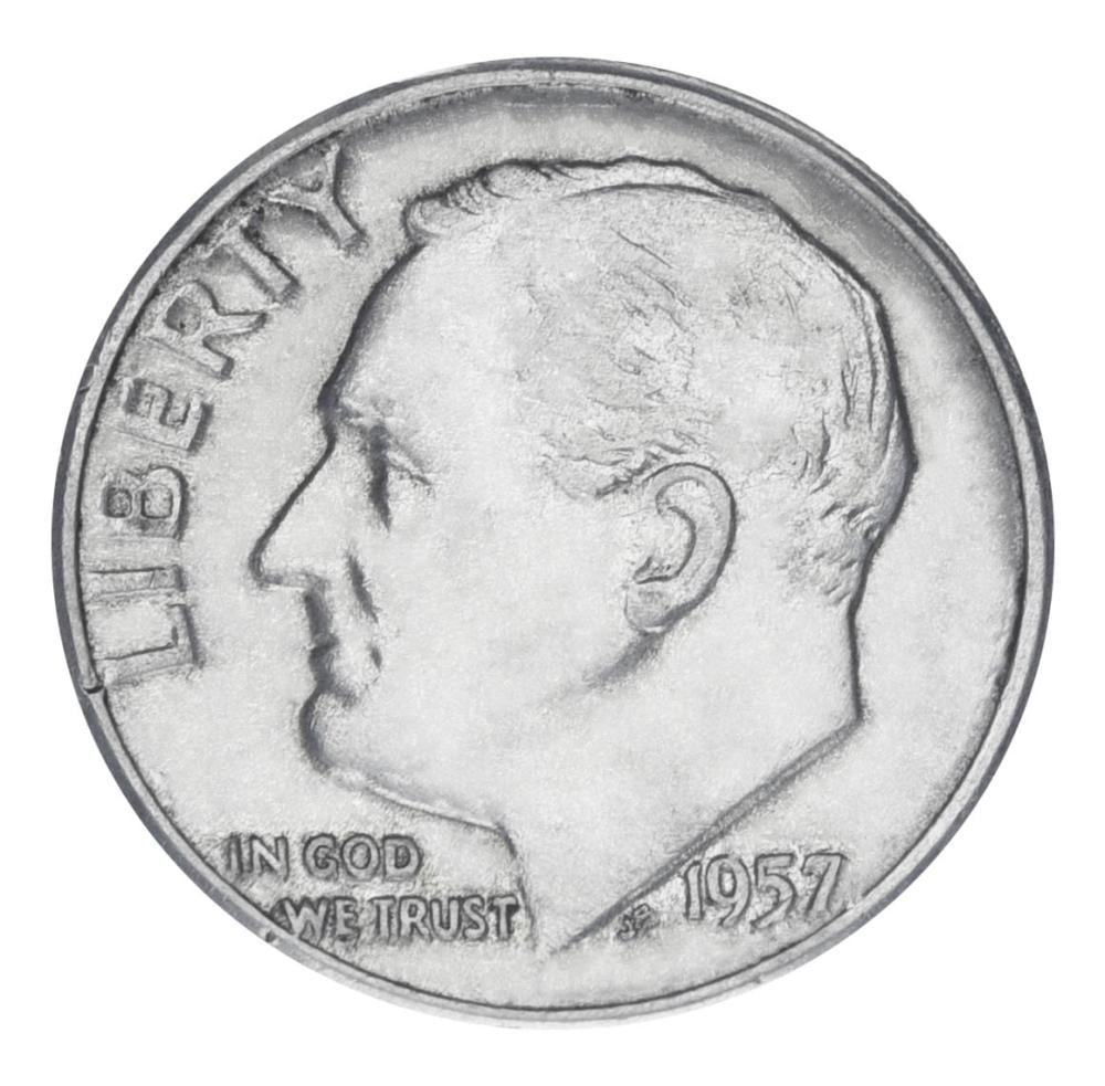 Коллекционная монета США 10 центов 1957 серебро F-VF Дайм Рузвельт 2,5 г (М19928)