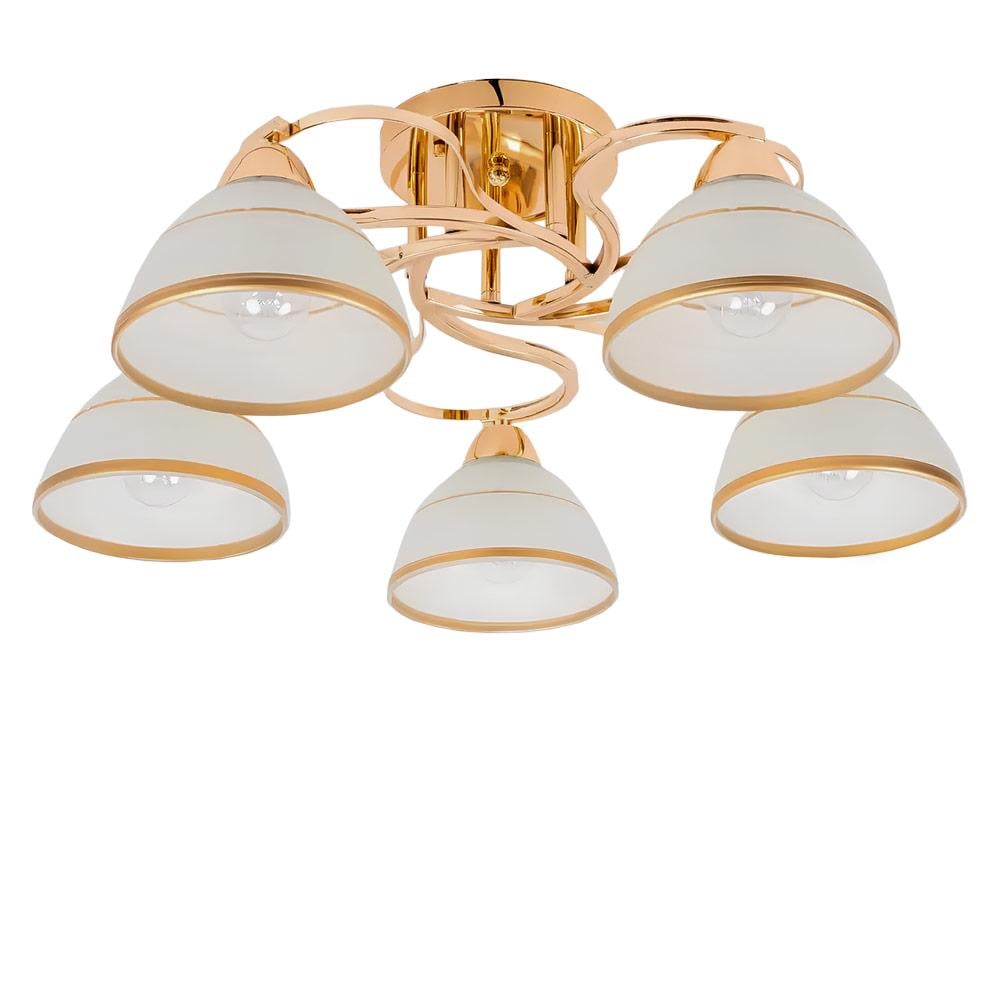 Люстра стельова Light House SH-19400/5 FG E27х5 560х560х220 мм Золотий/Білий