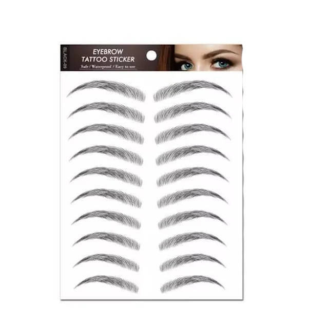 Временные переводные тату наклейки для бровей Сет 09 14,8х21 см Черный (2537431191)