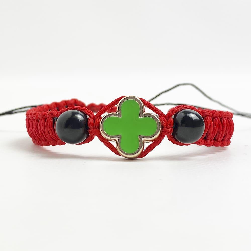 Браслет плетенный с цветным крестиком Зеленый (9444)