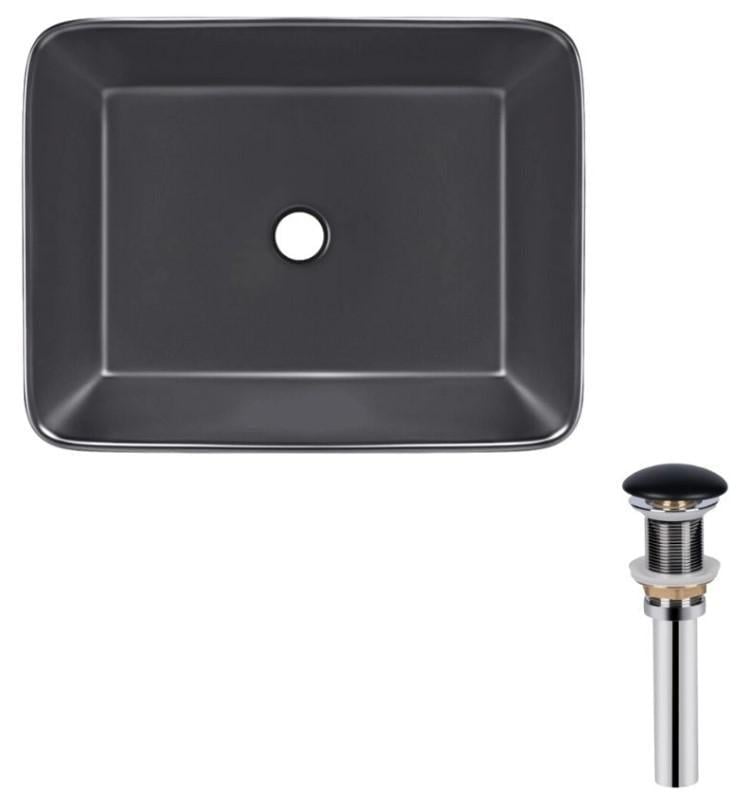 Раковина накладна прямокутна Qtap Tern 480х370х135 мм с донним клапаном PU03 Matt Black (QT172074MBMBN47300)