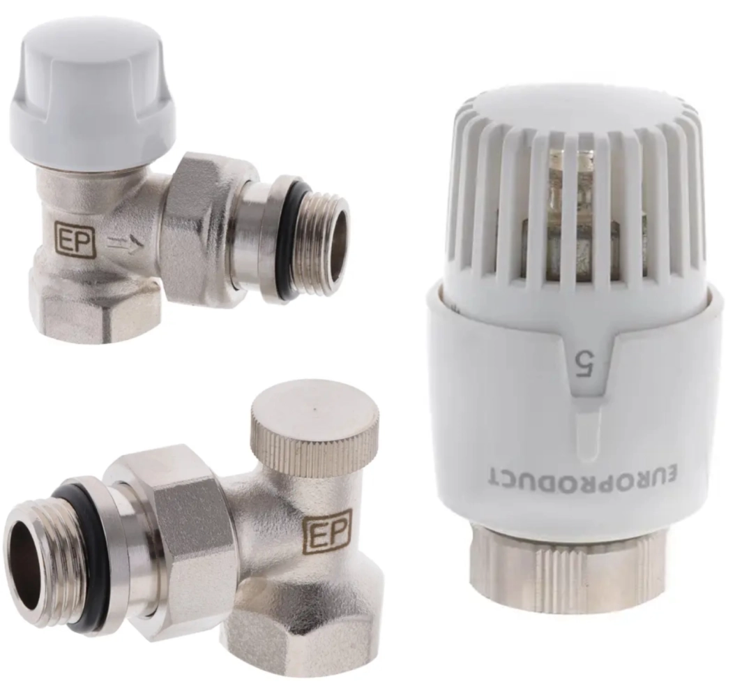 Комплект для подключения радиатора Europroduct EP.1302 угловой с термоголовкой 1/2" (EP6016)
