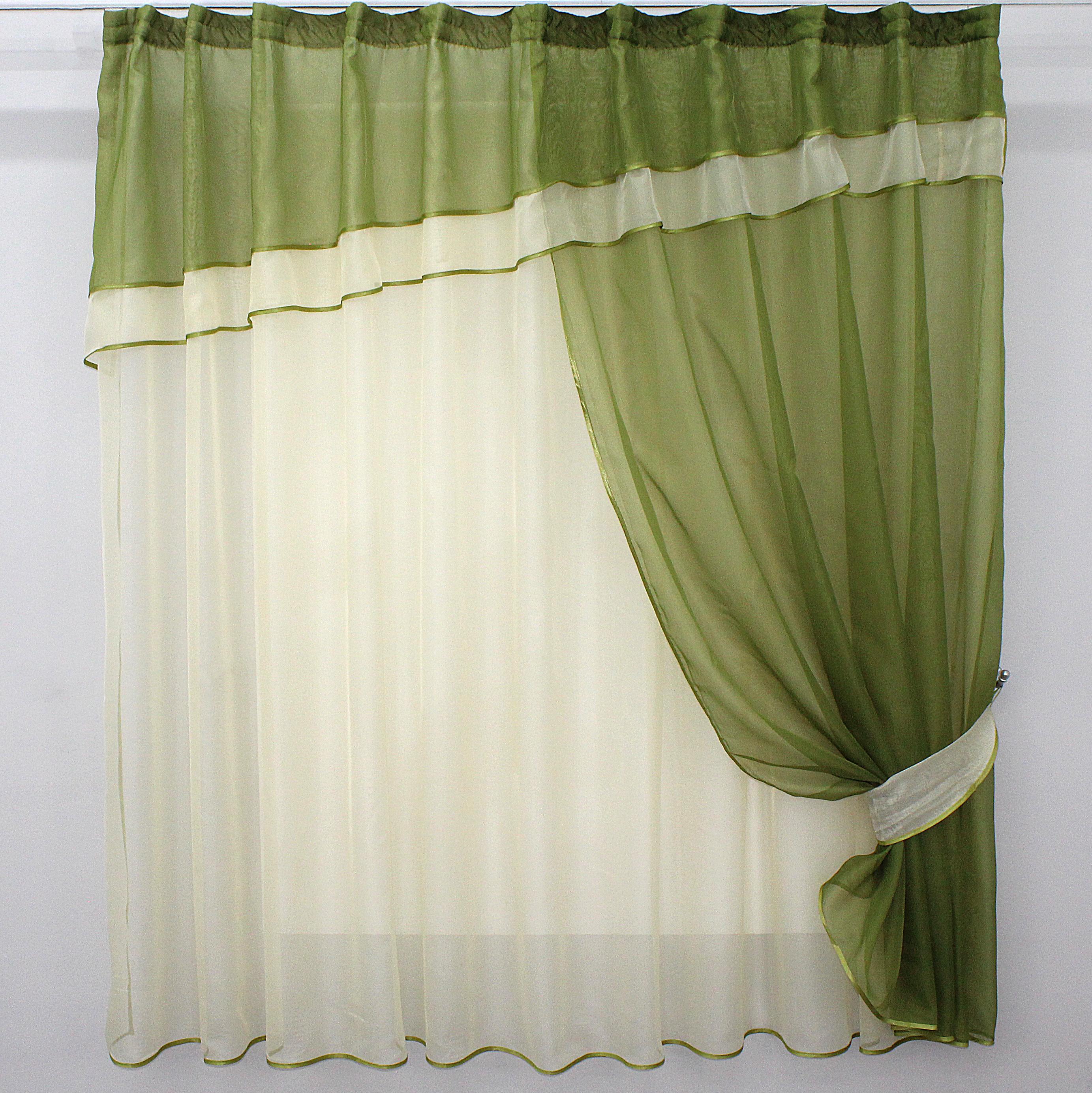 Фіранка кухонна VR-Textil № 018к з ламбрекеном 270х170 см Оливковий/Бежевий (50-858) - фото 1