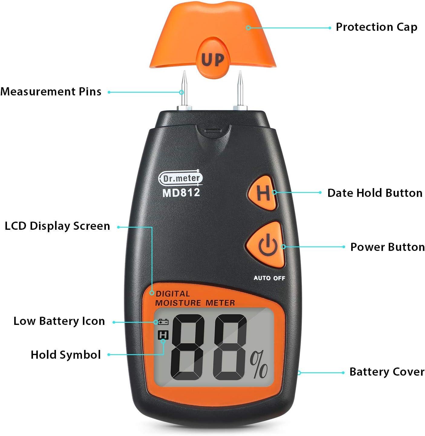 Вологомір цифровий Dr.Meter MD-812 для деревини з кроною 9В та чохлом - фото 7 Вологомір цифровий Dr.Meter MD-812 для деревини з кроною 9В та чохлом - фото 7