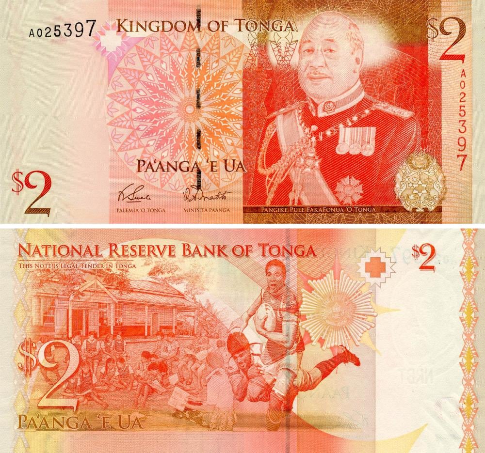 Коллекционная банкнота Тонга 2 паанга 2008 UNC P38a (Б18378)