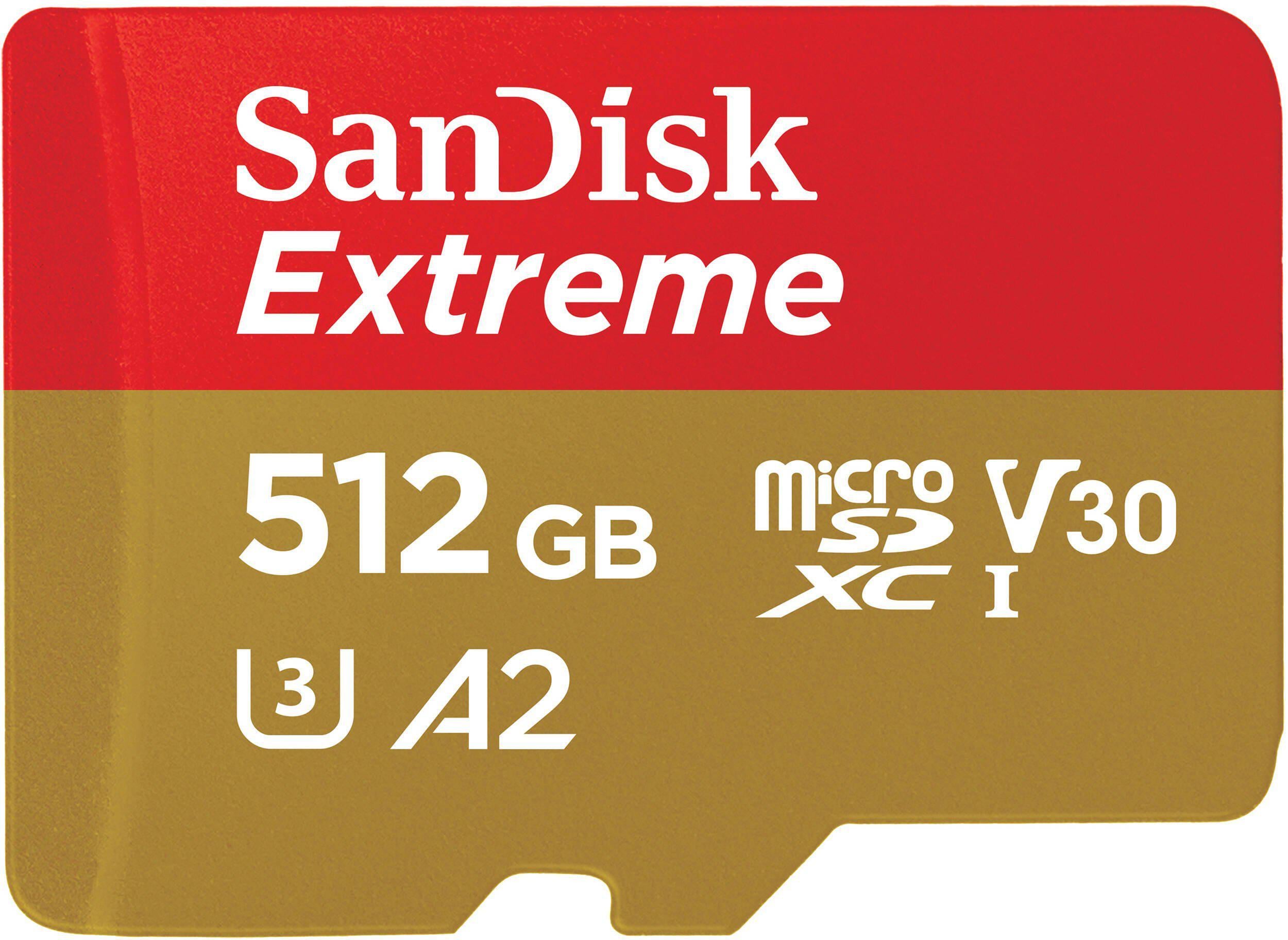 Карта памяти SanDisk microSDXC Extreme Pro 512 Гб + SD адаптер (C10/U3/V30/A2)
