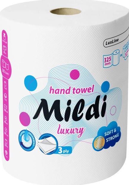 Паперові рушники на гільзі MILDI Luxury 3-х шарові 200 відривів 225х160 мм 28 м (2679376183)