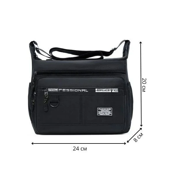 Мужская сумка через плечо водонепроницаемая Черный (D00085-1) - фото 4 Мужская сумка через плечо водонепроницаемая Черный (D00085-1) - фото 4