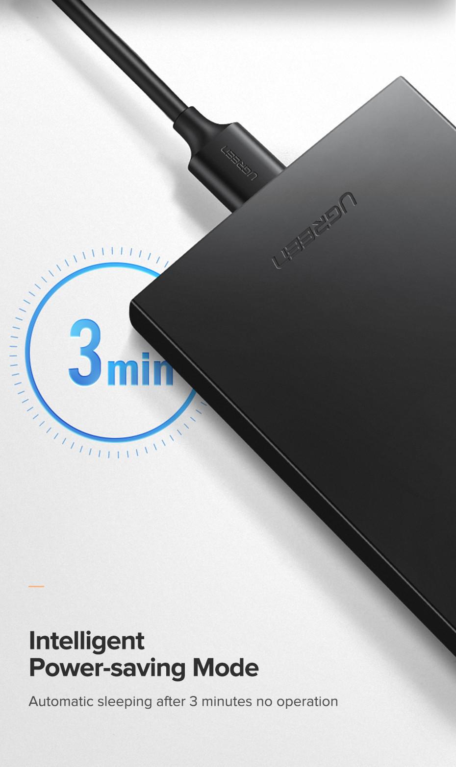 Корпус зовнішній для HDD SSD UGREEN 2.5" SATA III USB 3.0/5 Гбіт/с до 6 ТБ з кабелем Чорний (60353) - фото 16