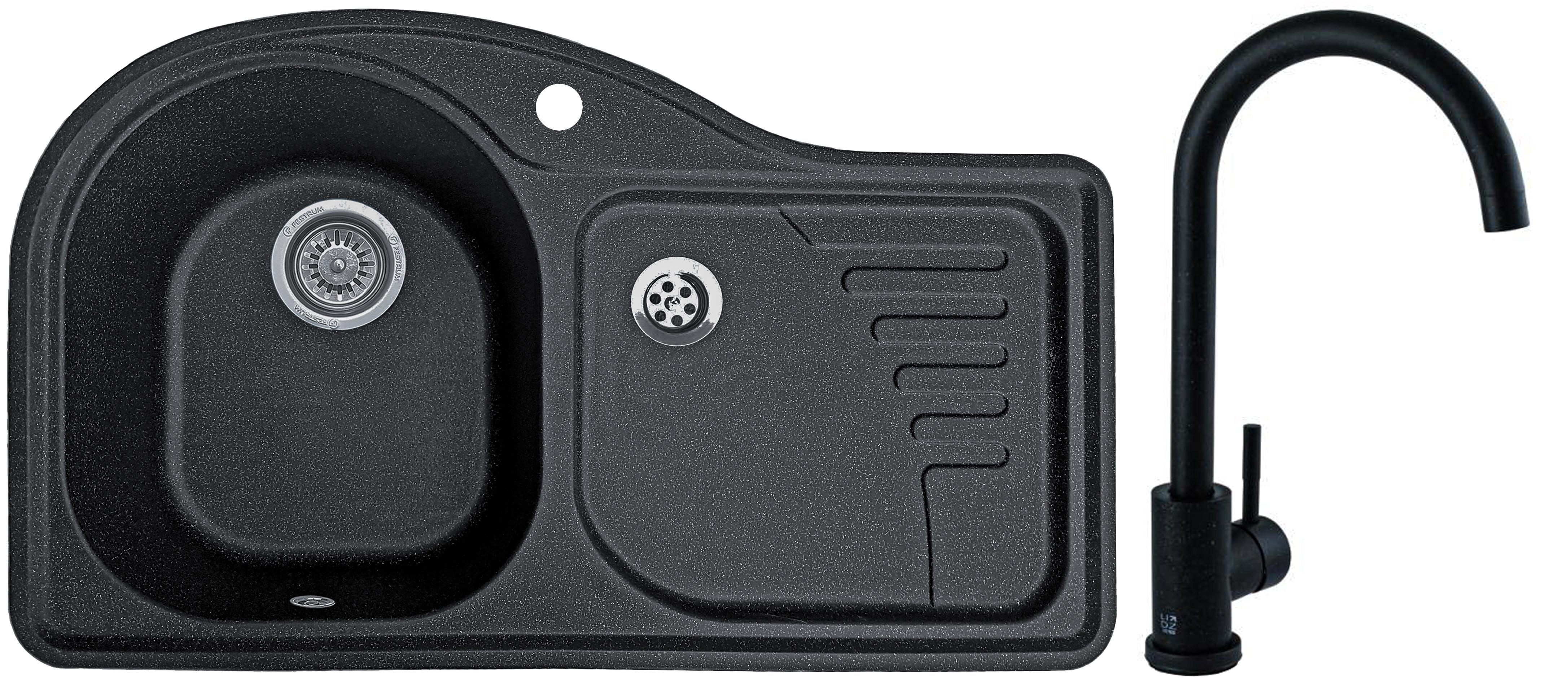 Мойка кухонная Valetti 52R со смесителем 840x510 мм Черный Мойка кухонная Valetti 52R со смесителем 840x510 мм Черный