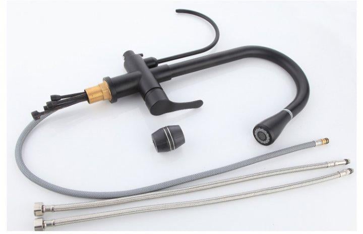 Змішувач для кухонної раковини WanFan з краном для фільтрованої води аератором та висувним виливом Чорний - фото 8 Змішувач для кухонної раковини WanFan з краном для фільтрованої води аератором та висувним виливом Чорний - фото 8