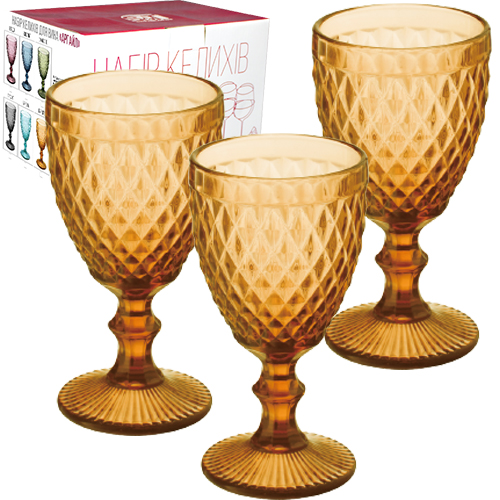 Набір бокалів для вина SNT Аргайл 320 мл 6 шт. Бурштиновий (9445) - фото 1 Набір бокалів для вина SNT Аргайл 320 мл 6 шт. Бурштиновий (9445) - фото 1