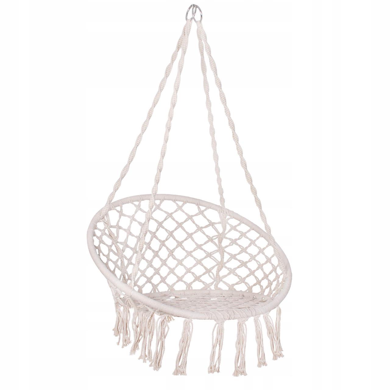 Крісло-гойдалка підвісне Springos SPR0020 79x80 см плетене для дому та саду до 150 Biege - фото 4 Крісло-гойдалка підвісне Springos SPR0020 79x80 см плетене для дому та саду до 150 Biege - фото 4