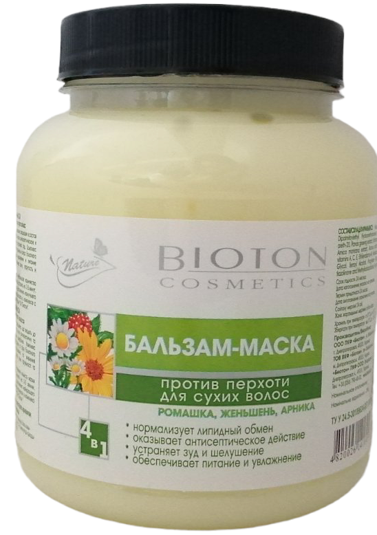 Бальзам-маска Bioton Cosmetics Nature проти лупи для сухого волосся 500 мл (10372)