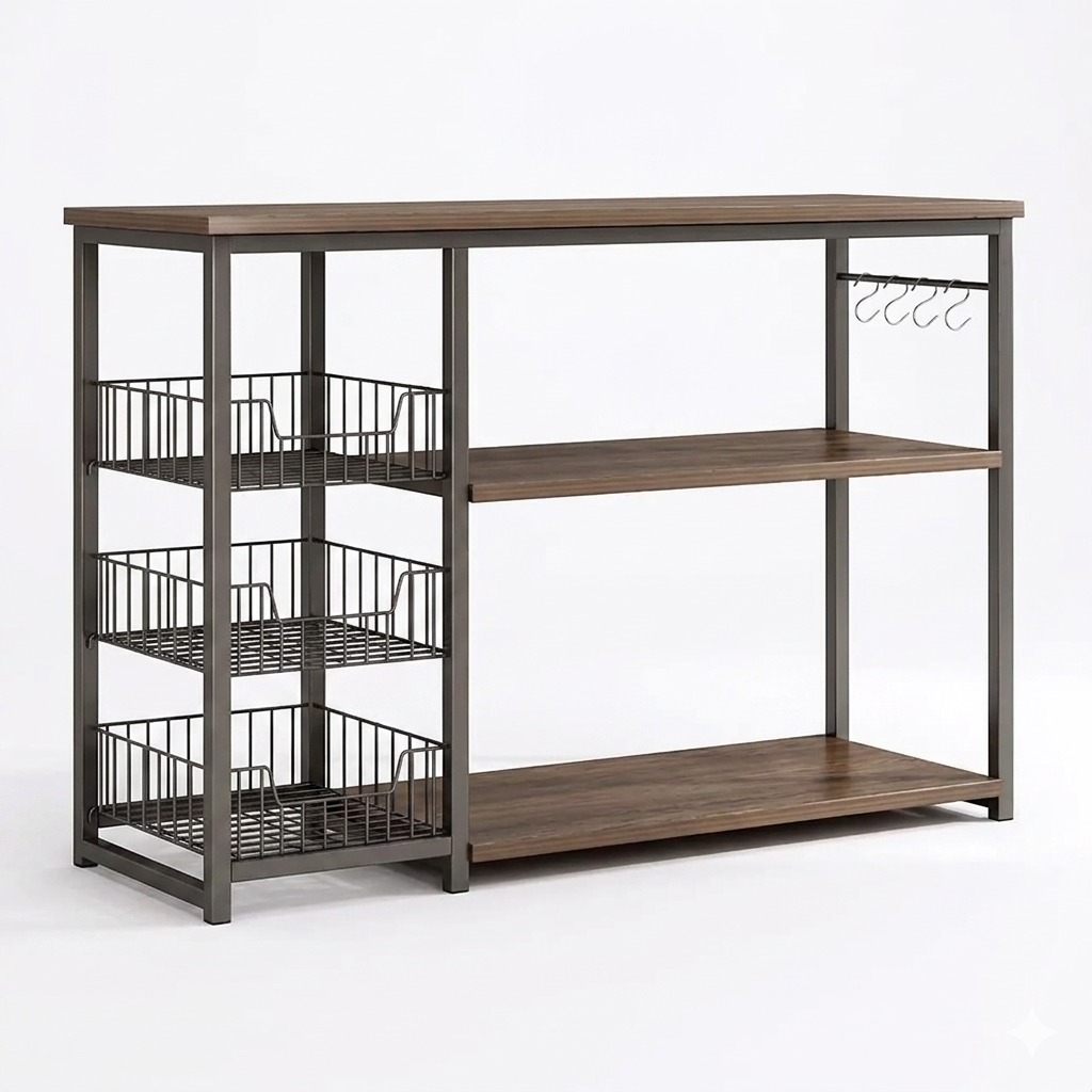 Стеллаж напольный RIAS R-108 с открытыми полками 100x80x30 см Brown (3_08237)