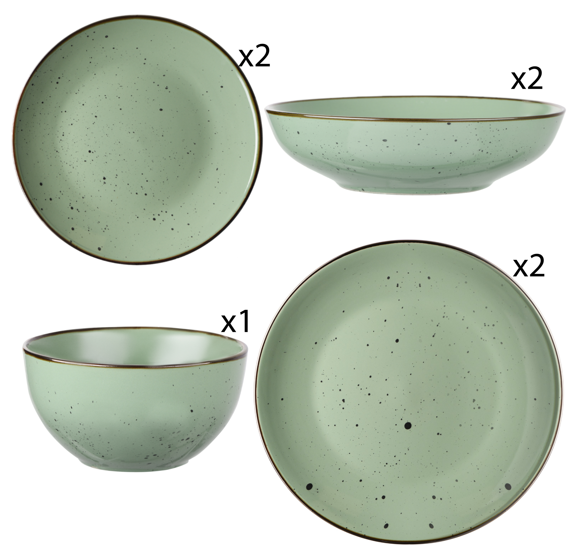 Сервиз столовой посуды Ardesto Bagheria 7 пр. 2 персоны каменная керамика Зеленый - фото 3