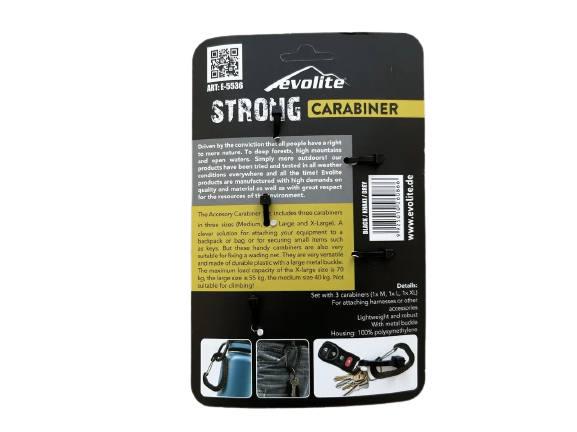Карабины Evolite пластиковые 40/55/70 кг 3 шт. (242070) - фото 5 Карабины Evolite пластиковые 40/55/70 кг 3 шт. (242070) - фото 5