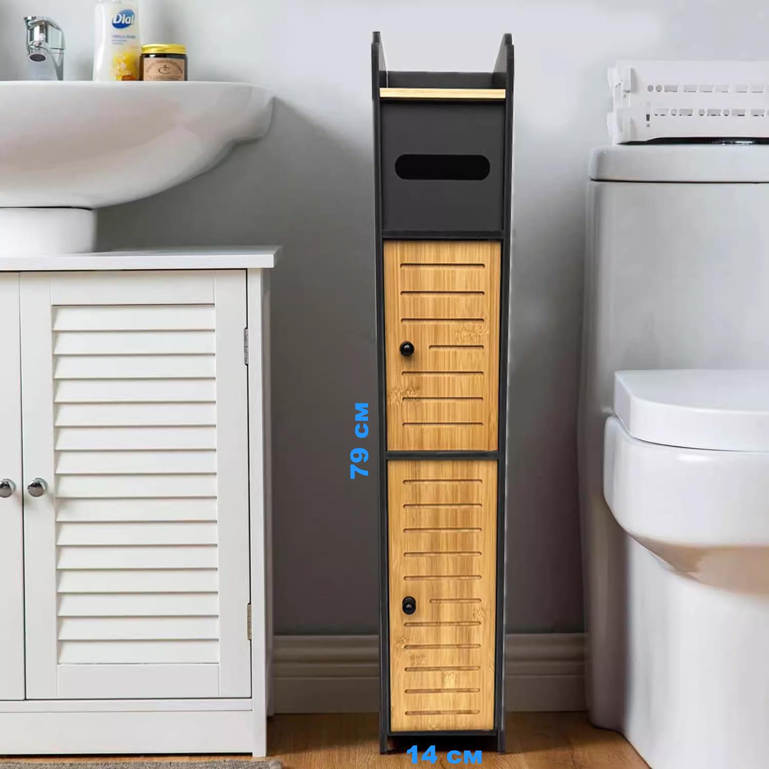 Этажерка для ванной комнаты и туалета AOJEZOR напольная Черный/коричневый - фото 4 Этажерка для ванной комнаты и туалета AOJEZOR напольная Черный/коричневый - фото 4