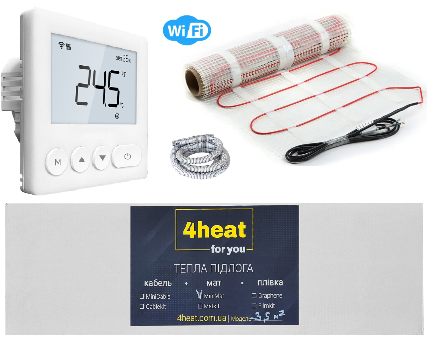 Комплект тепла підлога 4HEAT MatKit WiFi нагрівальний мат з WIFI терморегулятором 0,5 м2 (4HT.MKWF.05) - фото 6