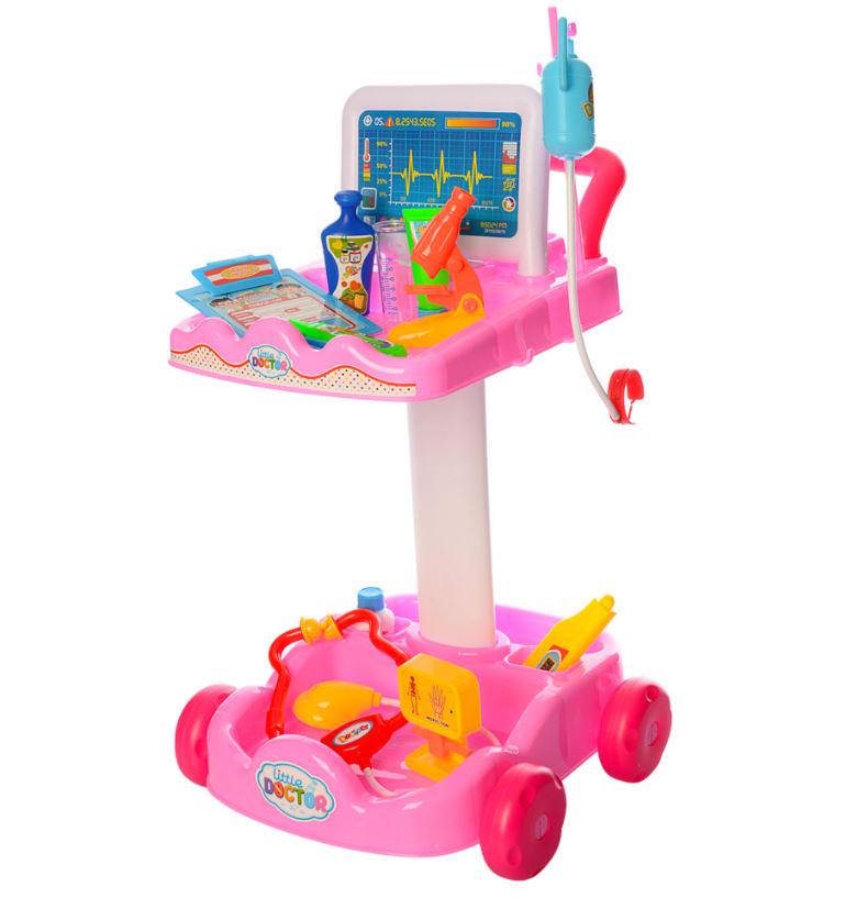 Доктор игровой набор на тележке детский Розовый (606-1-5)