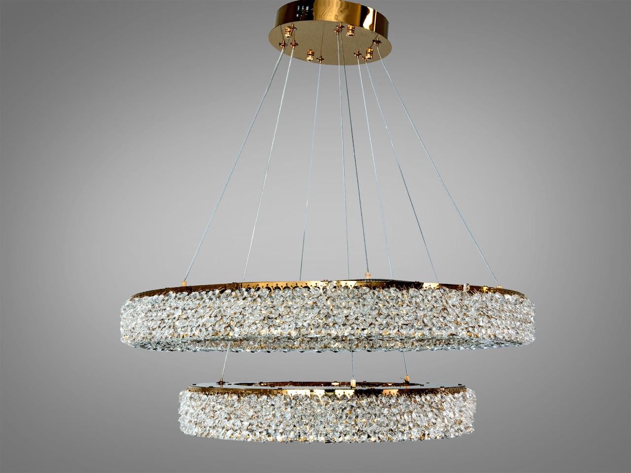 Люстра LED для гостиной Diasha 7932/800+500S-gold 2 кольца 126Вт с пультом Золотой (3056264375)